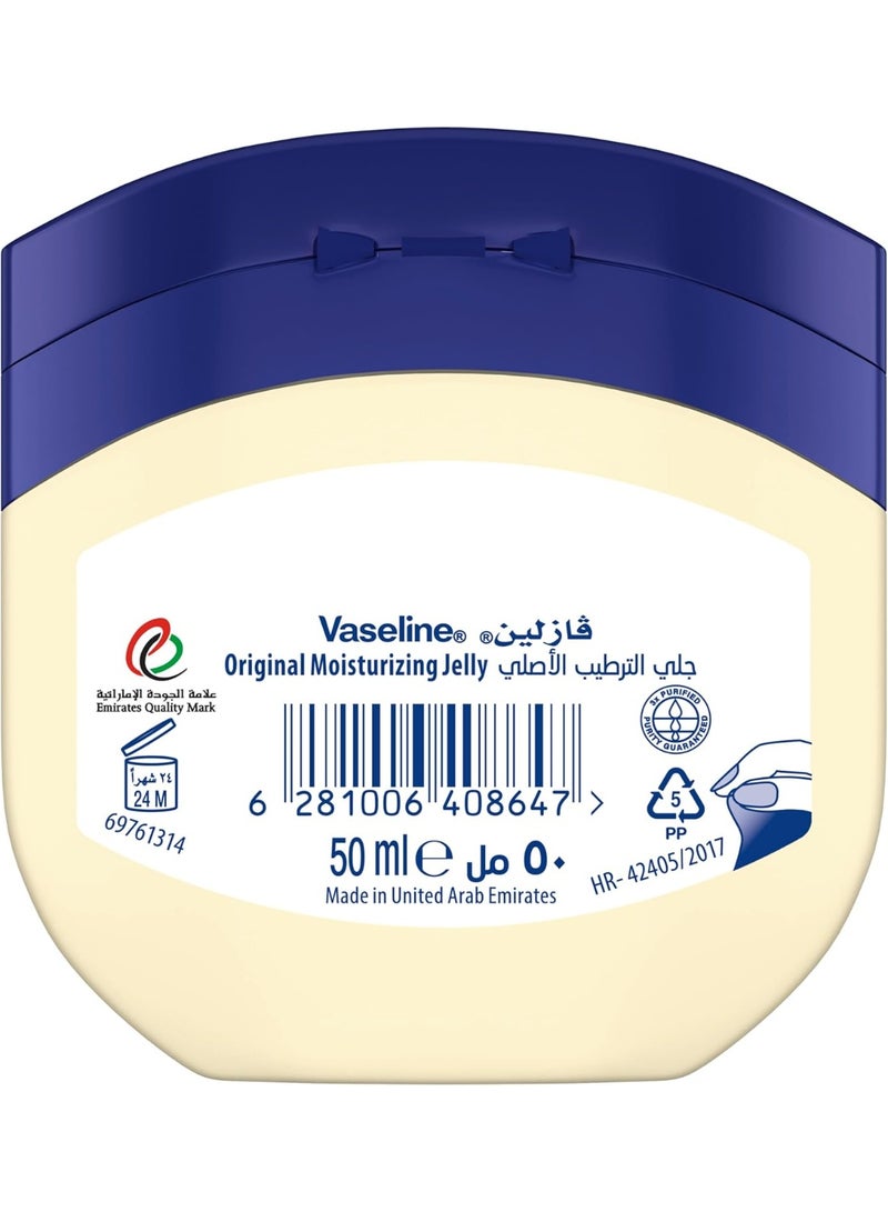 VASELINE Moisturizing Petroleum Jelly, for dry skin, Original, to heal skin damage, 50ml - Image 2